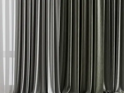 olive green curtains collections 04 Low-poly 3D model