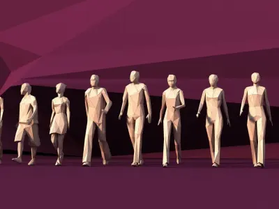 Lowpoly Super pack  People Trees Cars Low-poly 3D model