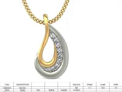 Solitaire Women Pendant 3dm STL OBJ FBX Renders Details 3D print model 55