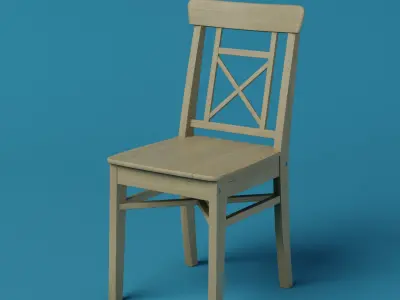 Wooden Chair Low-poly 3D model get