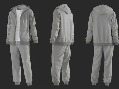 Tracksuit Marvelous Designer project and OBJ 3D model