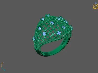 STL 3DM Print Ready Women Diamond Ring Lightweight Printable  3D print model 21