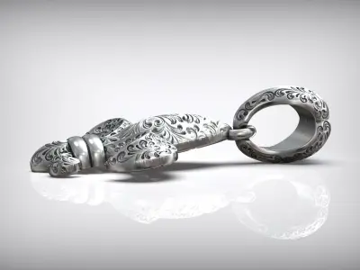 Royal Lily Fleur De Lis Silver Pendant  3D print model