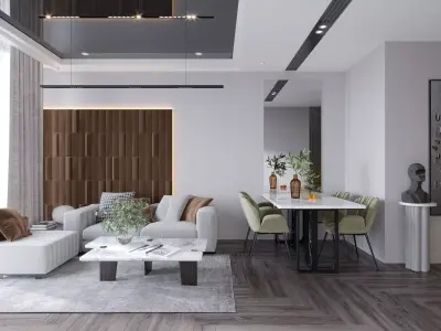 Luxurious Modern Studio Apartment Interior Scene  3D model
