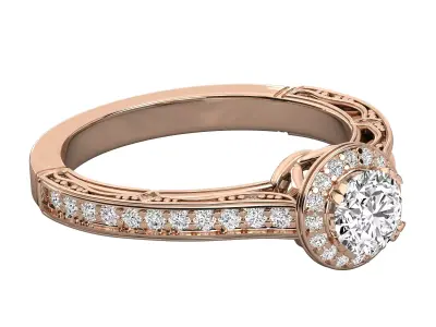 Luxury Halo Pave Solitaire Engagement Ring CAD Design 3D print model