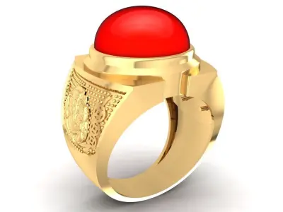 Luxury Red Gem Dragon Men Ring  2142 3D print model