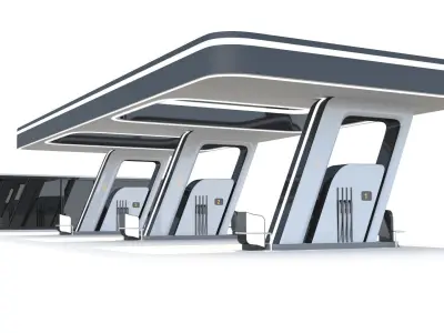 Futuristic Gas Station 3D model