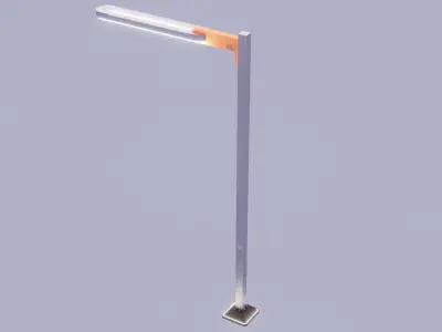 Sci-fi Simple Street Light Post 002 3D model
