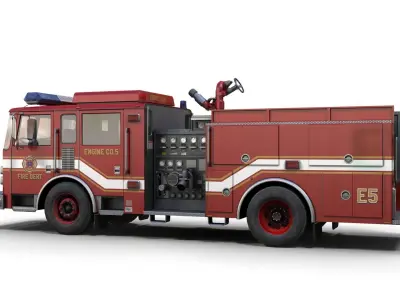 Generic fire truck Low-poly 3D model