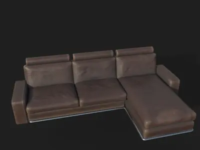 High Poly Leather Couch 3D model