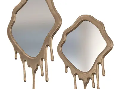 Rowen homes Molten Gold Drip XL Abstract Mirror 3D model