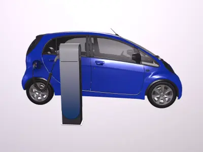 Electric Car Low-poly 3D model by CGSTALL