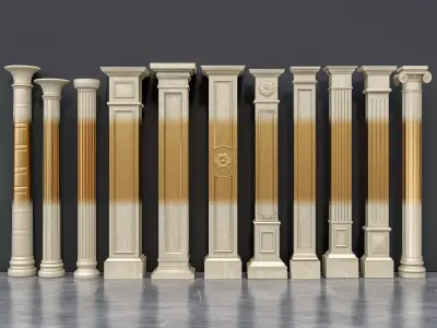 Classic columns carvings and gypsum cornice 16 Low-poly 3D model