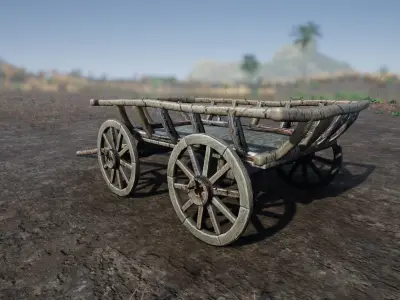 Old Cart Unreal Ready Low-poly 3D model