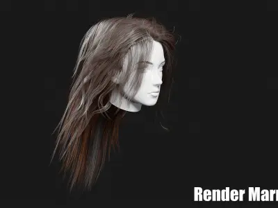 Hair for AAA games Unreal Engine 4 and 5 Low-poly 3D model