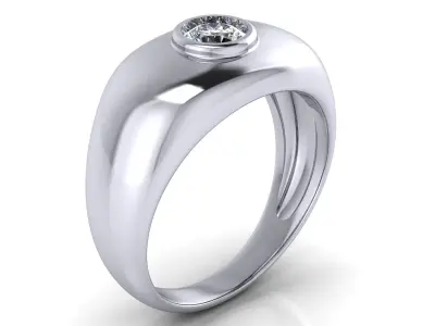 Chevalier Central Stone Band Ring 3D print model