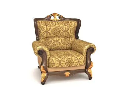 Antique Victorian Style Fireside Chair 3D model