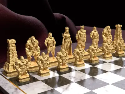 Titan Chess Set  Giants  Gods Mythology 3D Game Ready 3D print model