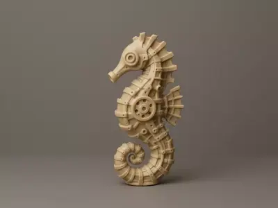 Mechanized Seahorse Sculpture 3D print model