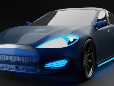 High Poly Tesla Car Free 3D model