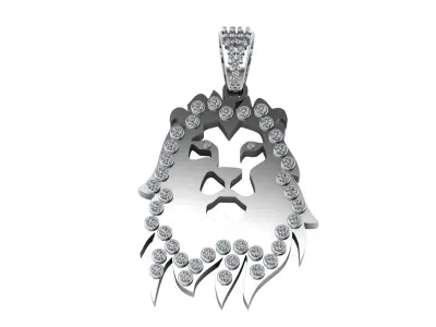 LION FACE DIAMOND PENDANT 3D PRINTABLE MODEL  3D print model