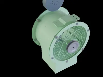 Electric Motor Blower Fan - Belt Driven 3D model