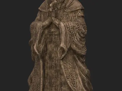 Bishop Statue Low-poly 3D model