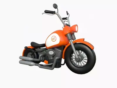 Motorcycle Cartoon A06 Orange Racing - Custom Vehicle Design Low-poly 3D model