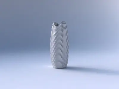 Vase double arc hexagon with curved horizontal wavy sections 3D print model