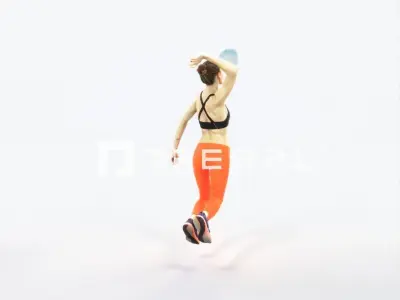 Beauty 17F Jumping Smashing Jumping Sports Woman Low-poly 3D model
