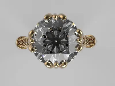 solitaire ring 3D print model 9