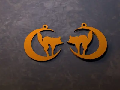 cat earring 3D print model