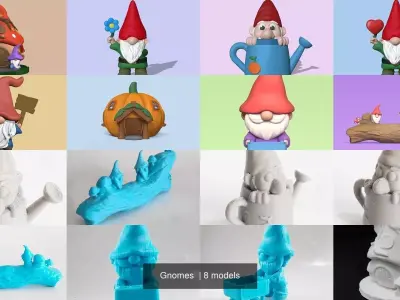 Gnomes gnome holding flower 3D Model Collection