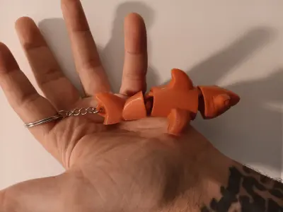 Flexi Shark Keychain - articulated - print in place 3D print model
