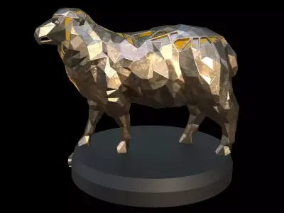 Steampunk Sheep Pose Low-poly 3D model