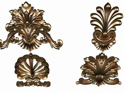 Carved decor ornament pack for cnc 19 3D model