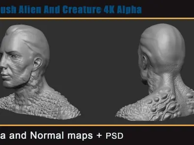 25 Zbrush Alien and creature 4k alpha 3D model