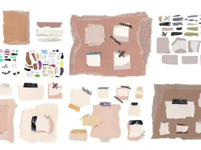 Cardboard and Cute Sticky Notes Set and seamless texture tiles Texture