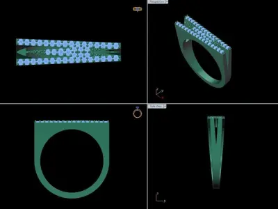 alphabet jewelry ring diamond letter W 3D print model