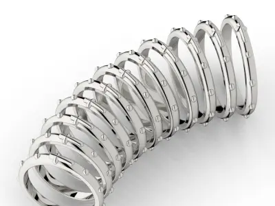 Set of 11 religious rosary rings or wedding bands for praying 3D print model