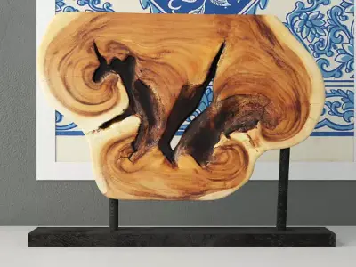 Wooden Decoration on Stand 3D model