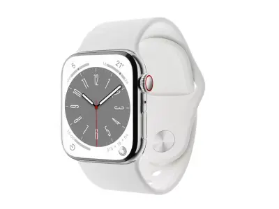 Apple Watch Series 8 Sport Band Silver Stainless Steel Color Low-poly 3D model