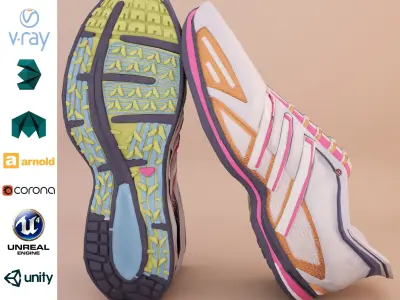 Soft Leather Running Shoes Low-poly 3D model