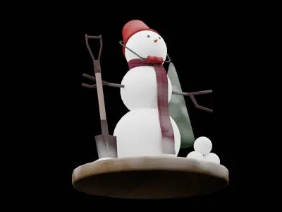 Christmas Snow Man Low-poly 3D model
