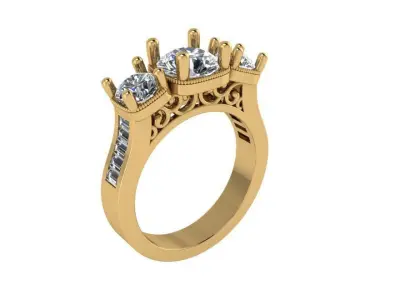 3 Stone Ring 4008 3D print model