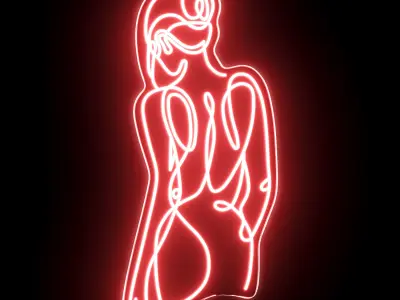 Woman Silhouette Neon Sign 3D model