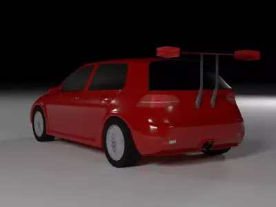 Modified Volkswagen golf for mobile games Low-poly 3D model