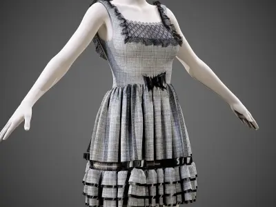 4 Dresses -low poly- vol-08 Low-poly 3D model