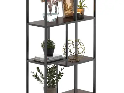 decorative shelf with decorative collection 3D model