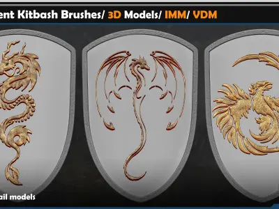 110 Ornament Kitbash Brushes- 3D Models- IMM- VDM Vol 04 3D model
